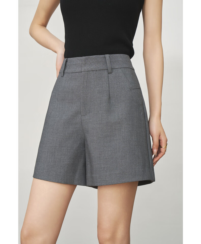 Olrain Eurielle Gray Blazer Shorts Women's Summer High Waist Korean Style Petite Hot Wind Pants Gray XL 18