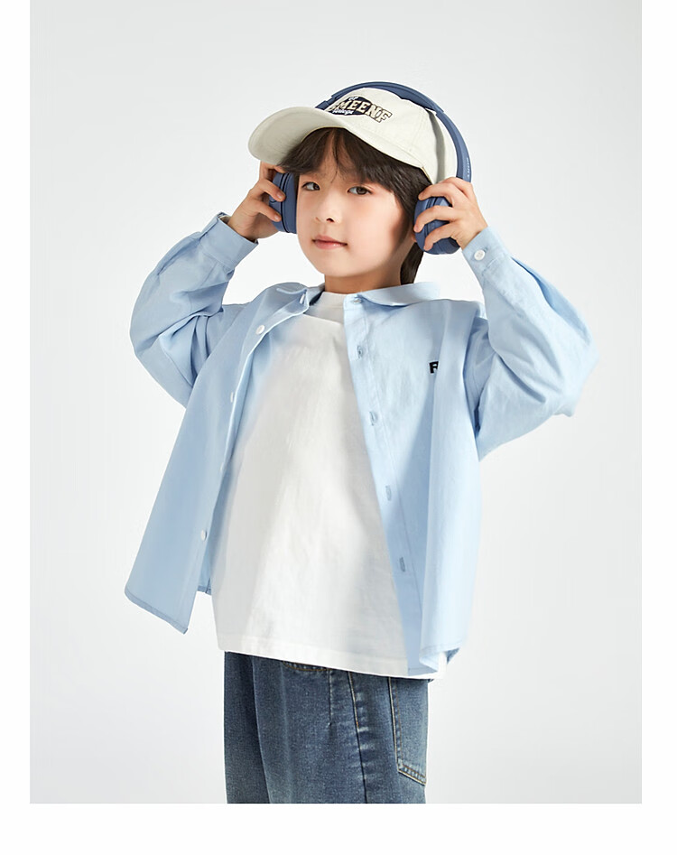 Duoduojia Boys' Shirt, Spring And Autumn 2026 Style, Versatile Casual Children's Breathable Long-Sleeve Shirt, Simple Korean-Style Blouse for Older Kids 8