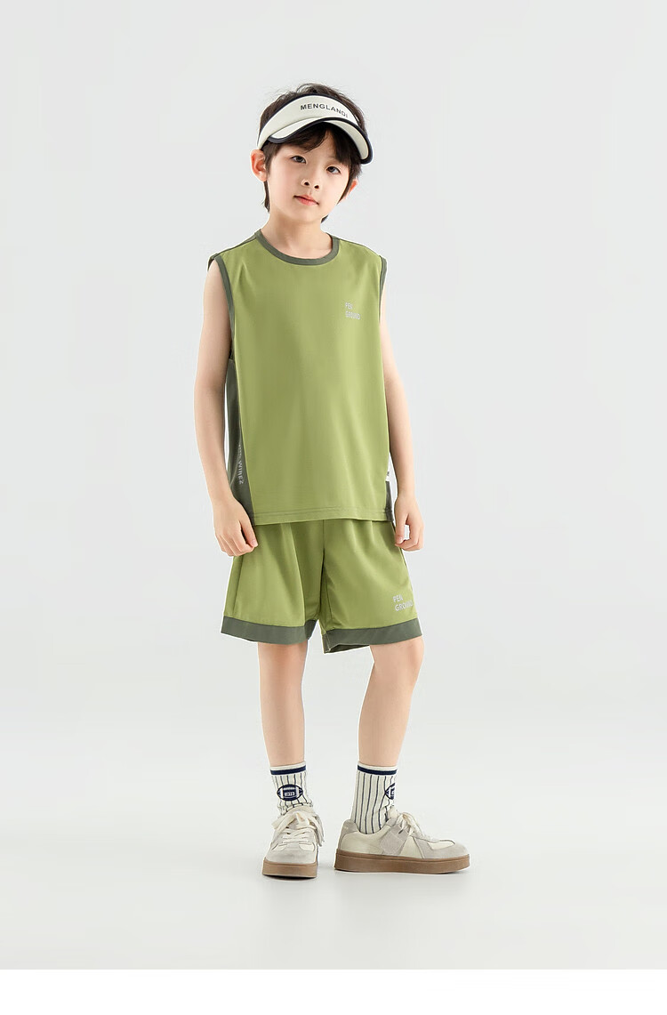 Duoduojia [Smooth And Skin-Friendly] Boys' Running Sports Set, Summer Fitness Training Children's Vest Shorts, Breathable Two-Piece 15