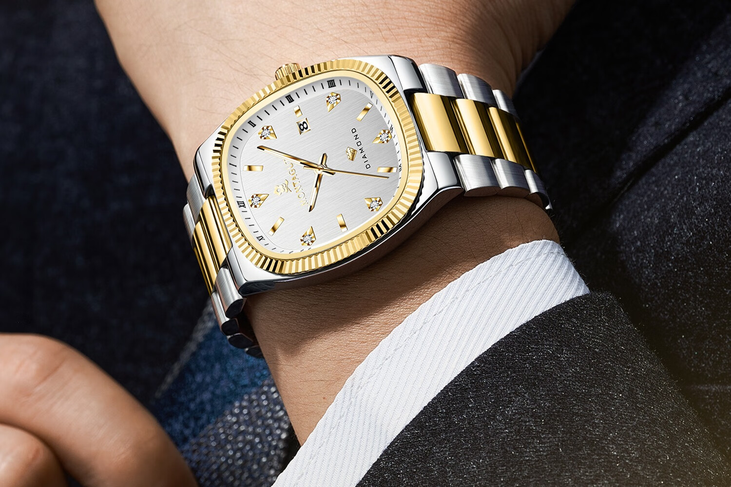 MONTAGUT Women's Watch, Fashionable Luxury Diamond-Studded Watch, Versatile Business Style Waterproof Couple Wristwatch, Qixi Festival Gift 5
