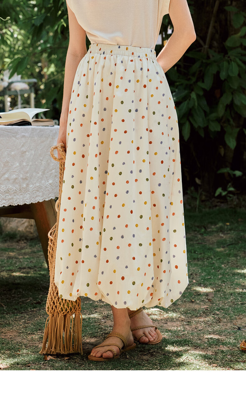 Olrain Polka Dot Peplum Skirt Elastic Waist Summer Women's Skirt Polka Dot L 13