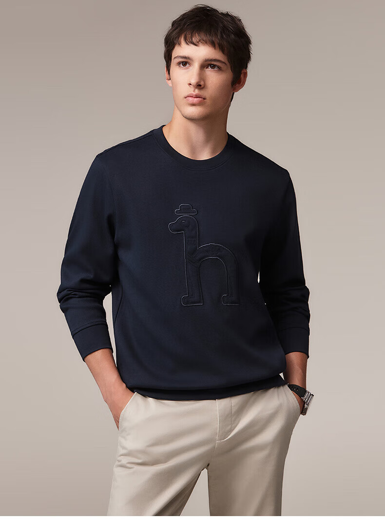 HAZZYS Men's Long-Sleeve Clothing, Casual Men's Top, Round Neck Sweatshirt for Men, ABTZE0CCF02, Camel Color, Size M 2