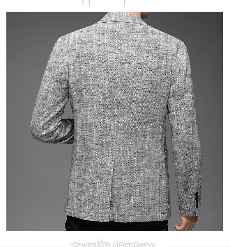 ROMON Men's Linen Casual Blazer Spring and Autumn Slim Fit Single-Breasted Solid Color Business Suit Jacket 12