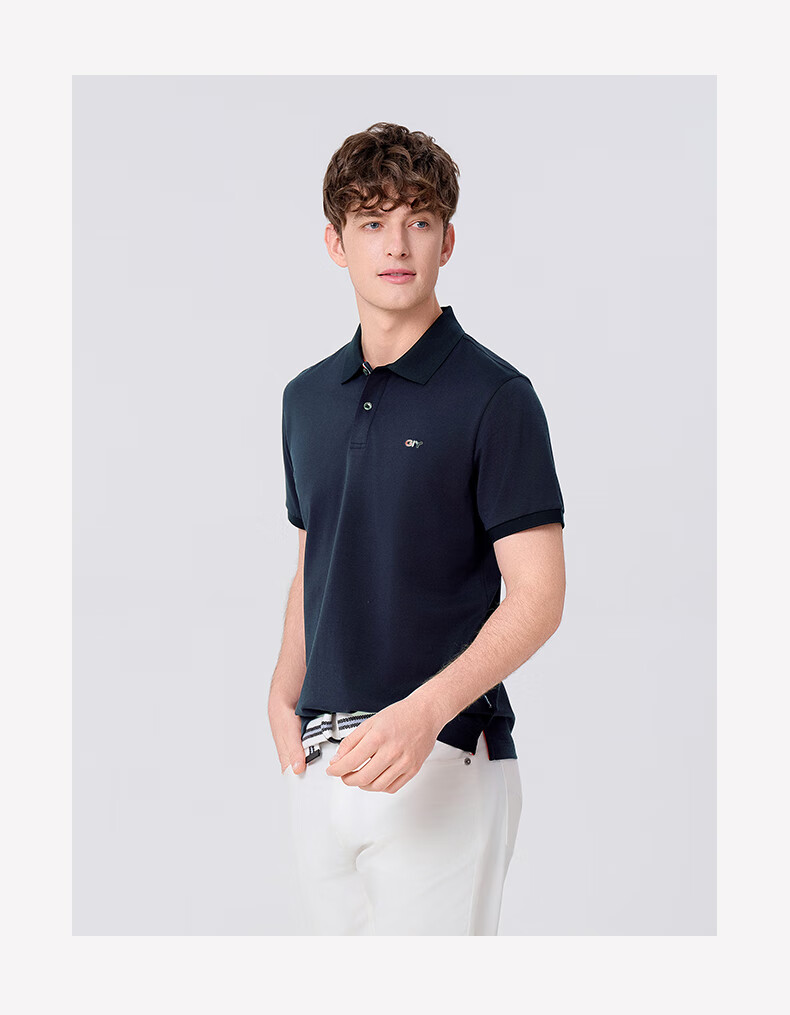 Goldlion GY Short Sleeve Polo Shirt Spring Summer Men's Casual Collared T-Shirt Mulberry Silk TSF0052-PT051 Light Pink 2XL 18