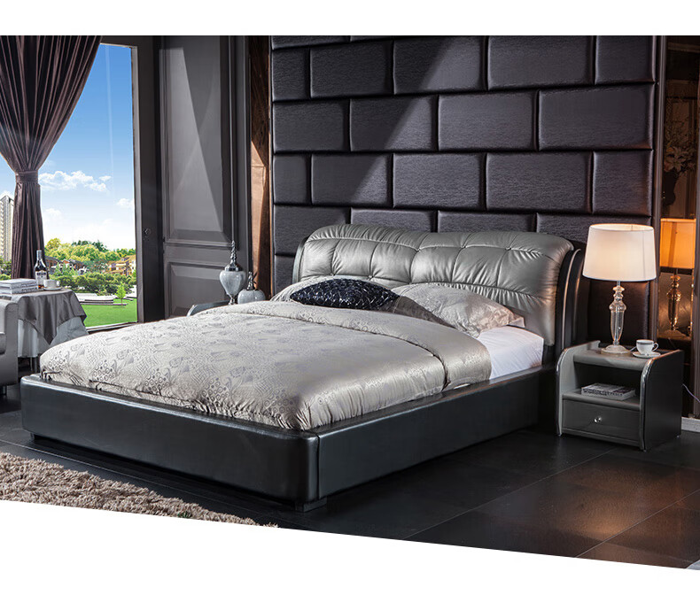 8米双人床/软床/婚床 简约现代卧室家具床rc8 双人床 1.8米