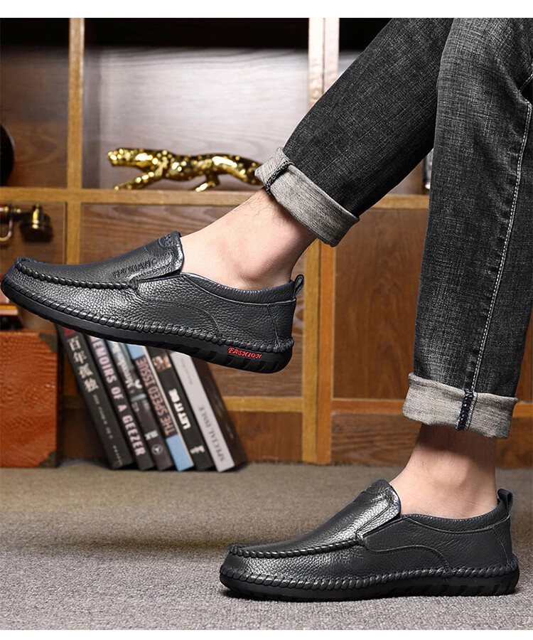 Hengyuanxiang Men's Slip-On Business Casual Driving Loafers JS1931 Black Size 41 6