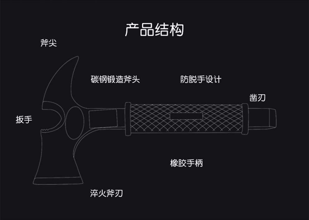 予承3c认证消防腰斧多功能消防斧头破拆工具野营手斧精钢消防锤腰斧