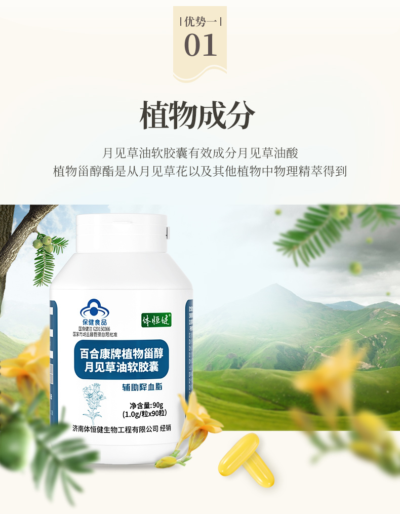 黄花草油酸胶囊月见草茶软油甘油三酯血脂的大豆卵磷脂【图片 价格