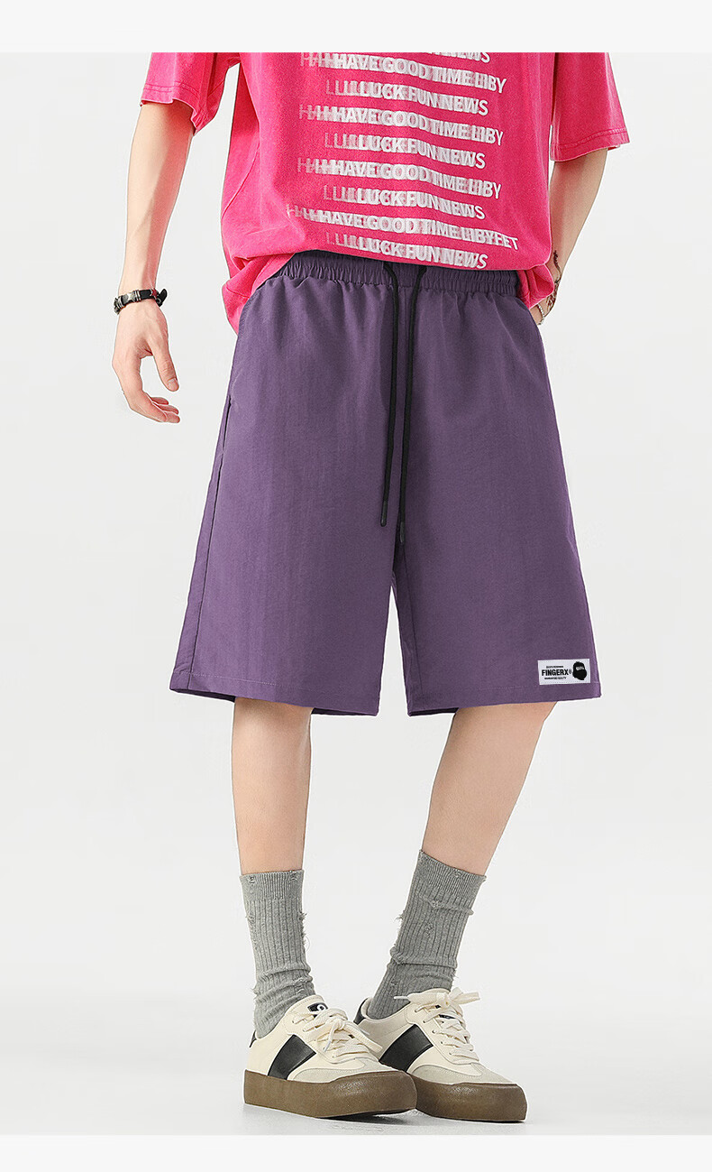 Fingercroxx IT Men's Shorts 2026 Summer New Mountain Sports Breathable Loose Casual Five-Point Pants Black XL 12