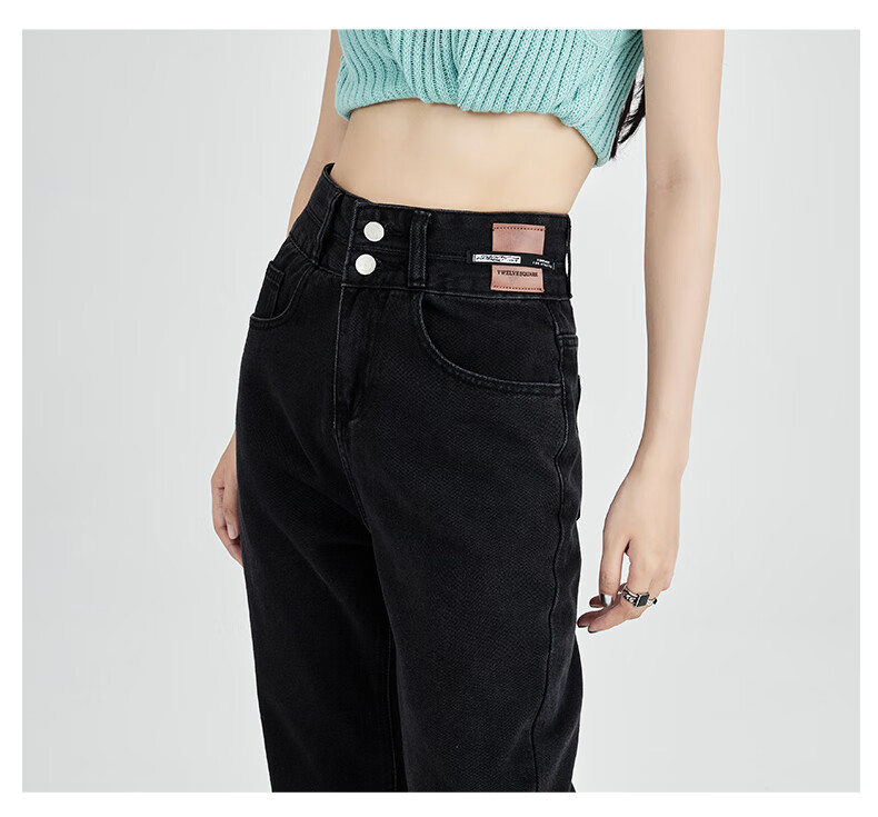 ROMON [American Casual Style] Women's Jeans, Summer High-Waist Versatile Loose Wide-Leg Slimming Straight Pants, Vintage Blue, Size M 13