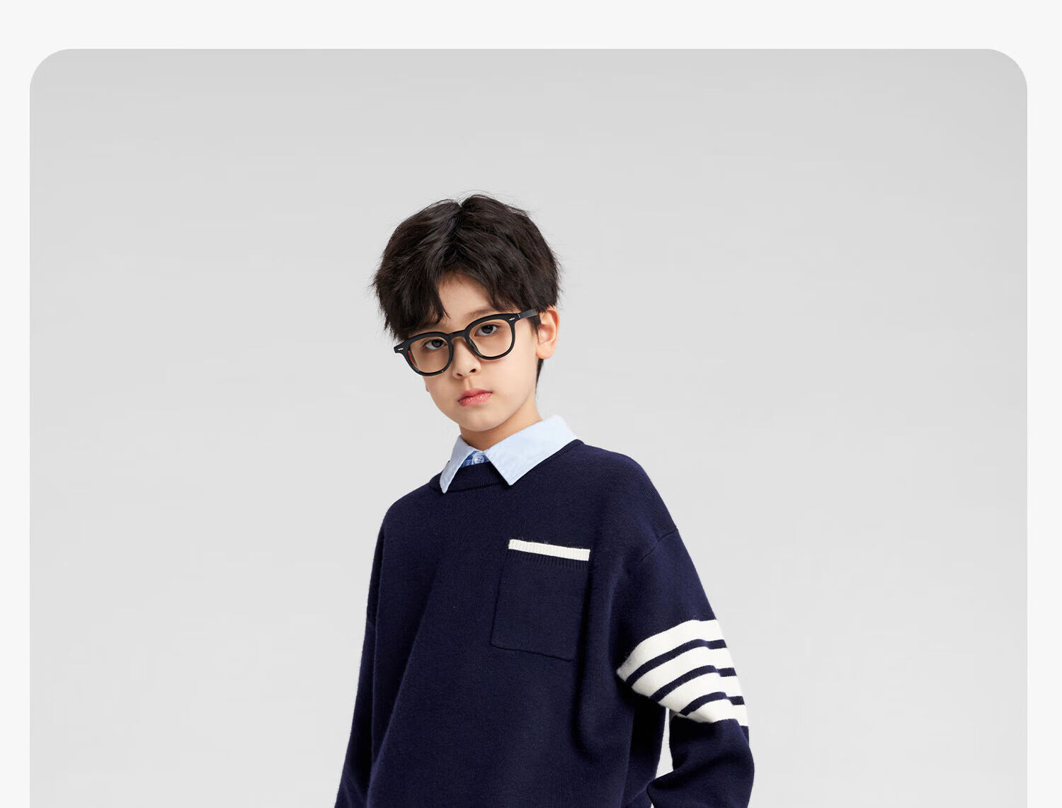 Zuo Xi Boys Sweater Autumn Winter Children's College Style Knitwear 2025 New Big Kids Winter Clothes Gray 130 12