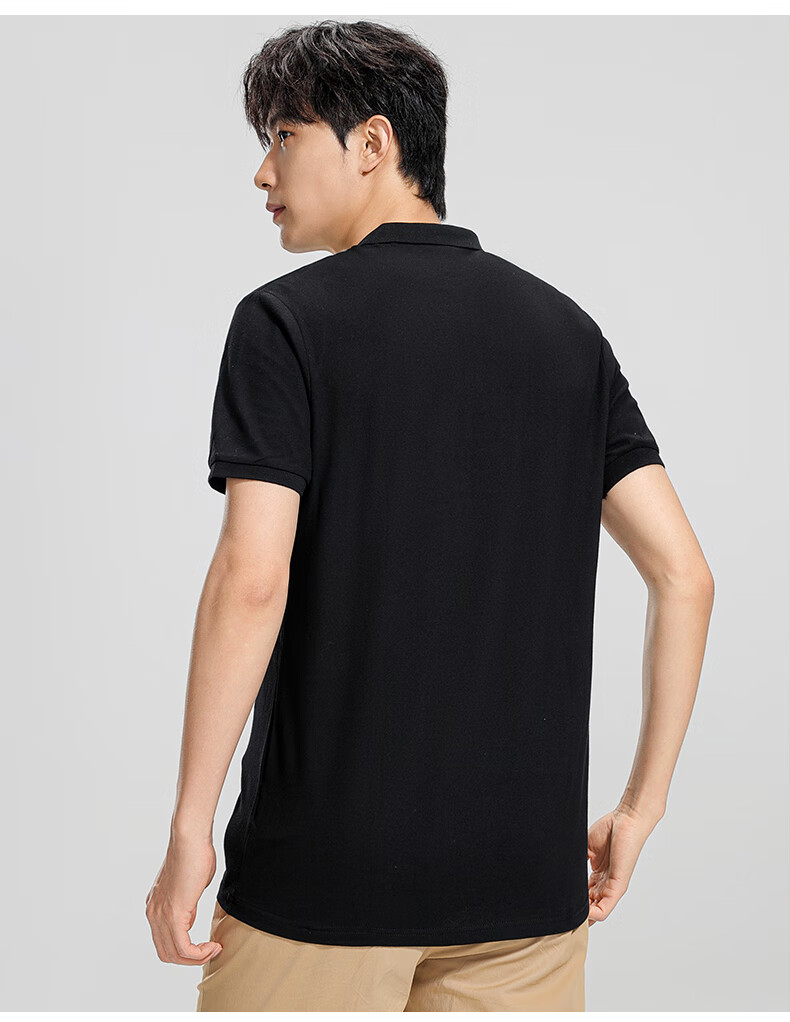 Romon [Cotton Stretch Breathable] Men's Summer Casual Polo Shirt Black XL 9