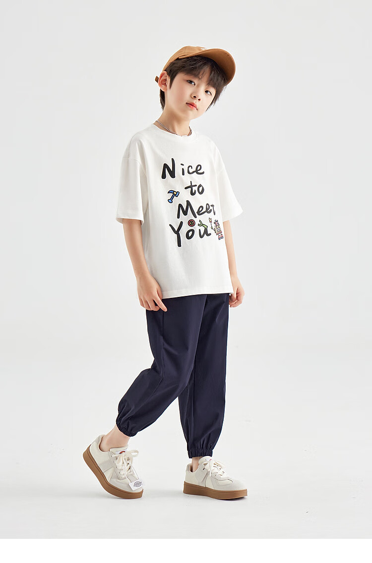 Duoduo Home [Skin-friendly Cooling, Breathable] Boys' T-Shirt 2026 Summer Children's Comfortable Cotton Loose Fit Crew Neck Short Sleeve 18