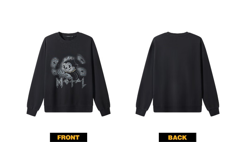 CABBEEN 365g Fish Scale Fabric Men's Sweatshirt Creative Patch Logo Design Casual Autumn Long Sleeve Sweatshirt 4