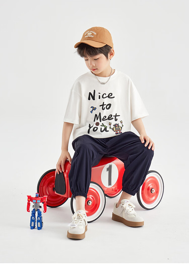 Duoduo Home [Skin-friendly Cooling, Breathable] Boys' T-Shirt 2026 Summer Children's Comfortable Cotton Loose Fit Crew Neck Short Sleeve 23