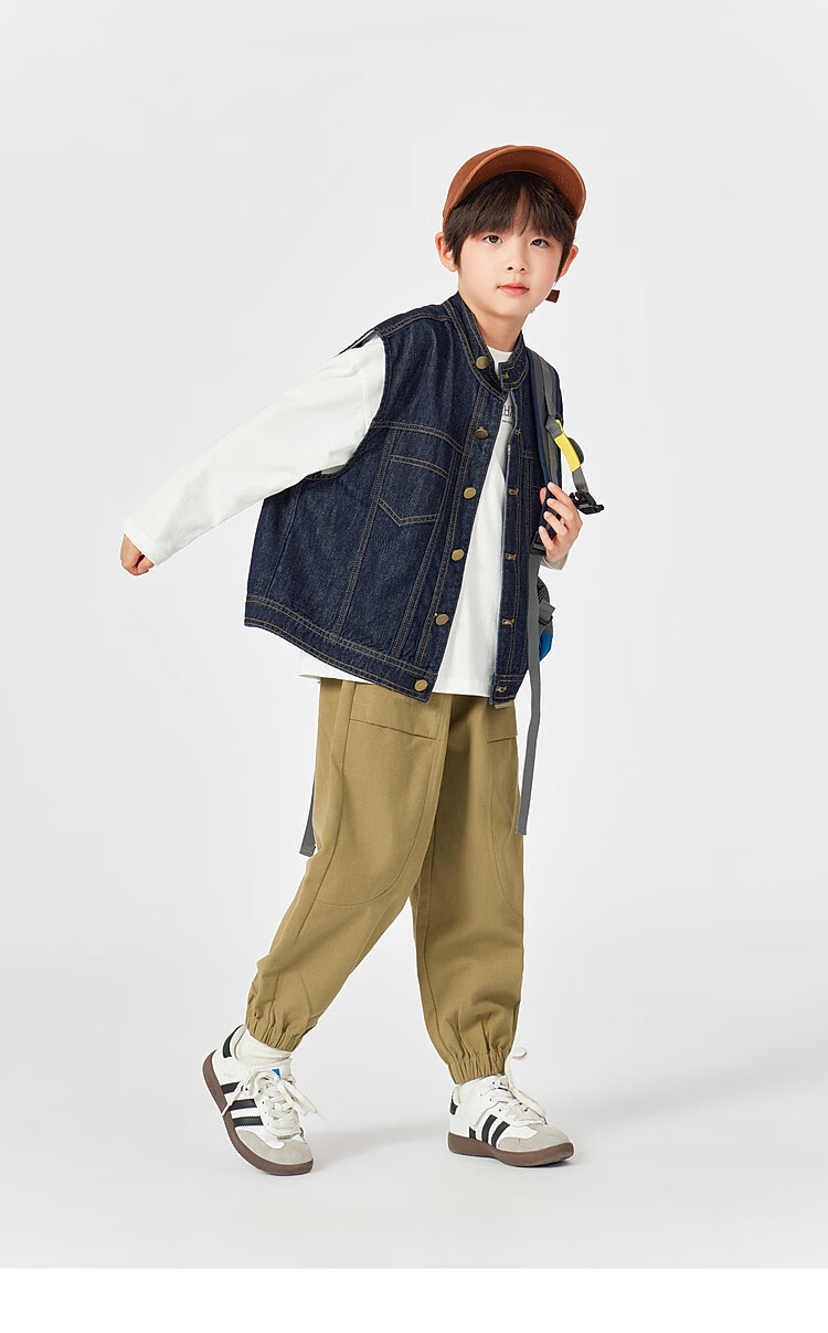 Duoduojia [Loose Wide Fit] Boys' Stylish Denim Vest, Spring And Autumn 2026 Style, for Older Children, Stand-Up Collar, Casual Cardigan Top 8