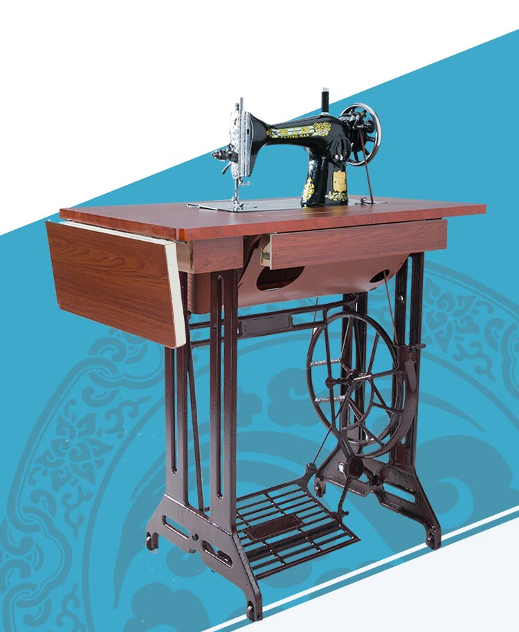 荣庚 家用台式脚踏缝纫机老式正宗上海飞人蜜蜂裁缝吃厚可电动衣车 黑