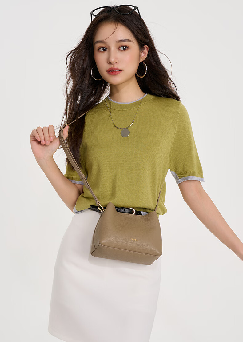 HONGU Women's Handbag, High-Quality Cowhide Leather Shoulder Tote Crossbody Bucket Bag, Ladies' Purse, Birthday Gift for Girlfriend 8