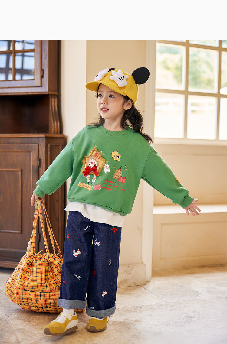 LUSON Little O Baby Okids Children's Clothing, Baby Sweatshirt, Three-Dimensional Fun And Dynamic, 2025 Autumn New Style, Girls' Round Neck Top 24