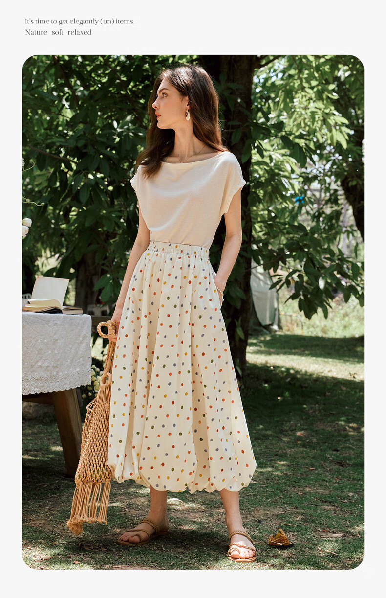 Olrain Polka Dot Peplum Skirt Elastic Waist Summer Women's Skirt Polka Dot L 10