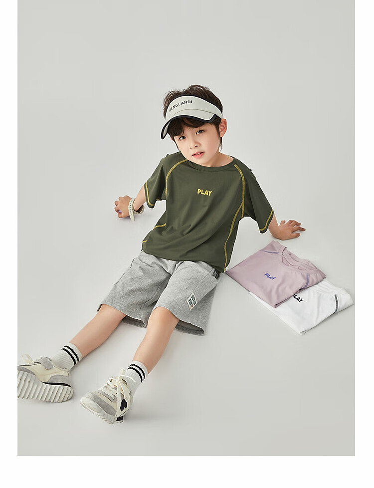 Duoduojia Boys' Sports Shorts, Summer 2026, for Older Children, Moisture-Wicking And Breathable, Pure Cotton Mid-Length Shorts, Children's Loose Six-Point Knit Pants 11