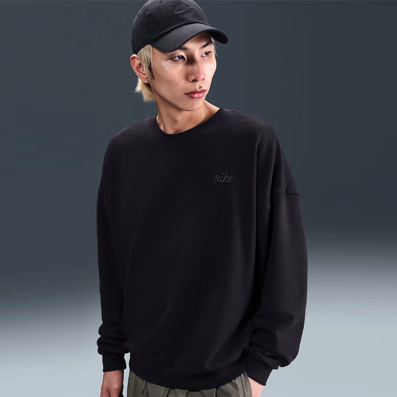 NIKE Men's Pullover, Knitted Crew Neck, Trendy And Fashionable, Simple And Versatile IB8360-010 Black XL 1