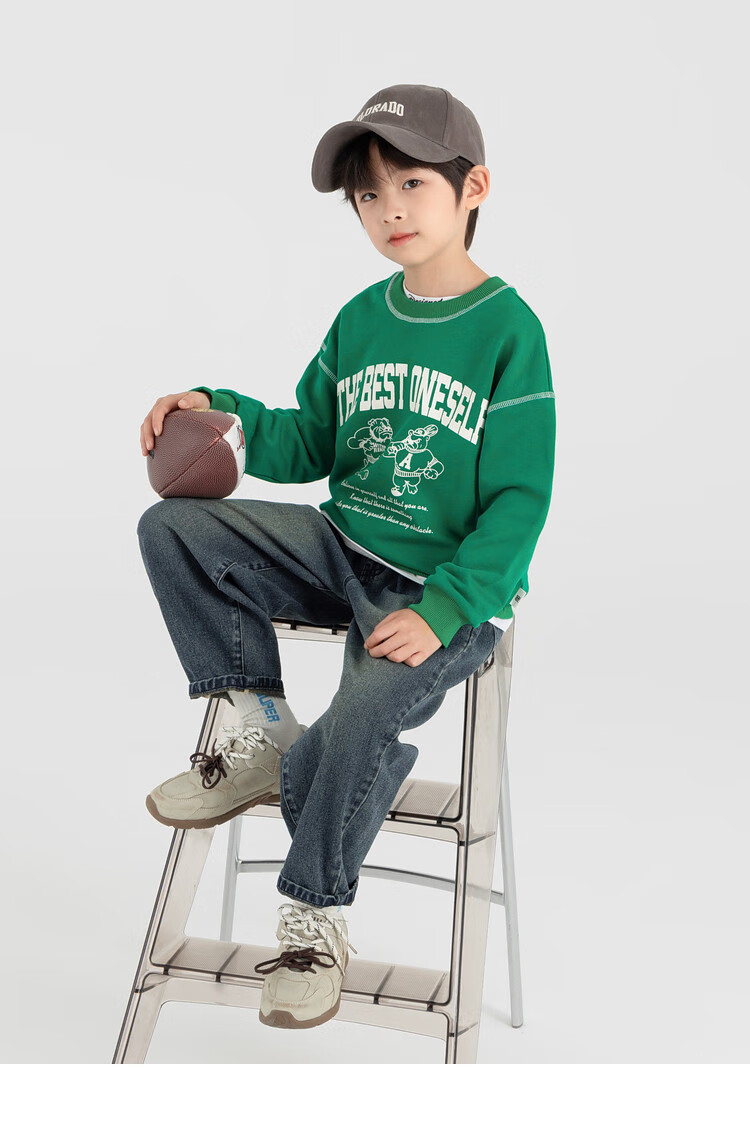 Duoduojia Boys' Casual Sports Sweatshirt, Spring And Autumn 2026 Style, Loose-Fitting Top, Comfortable Autumn Wear, Fashionable Children's Base Layer Pullover 35