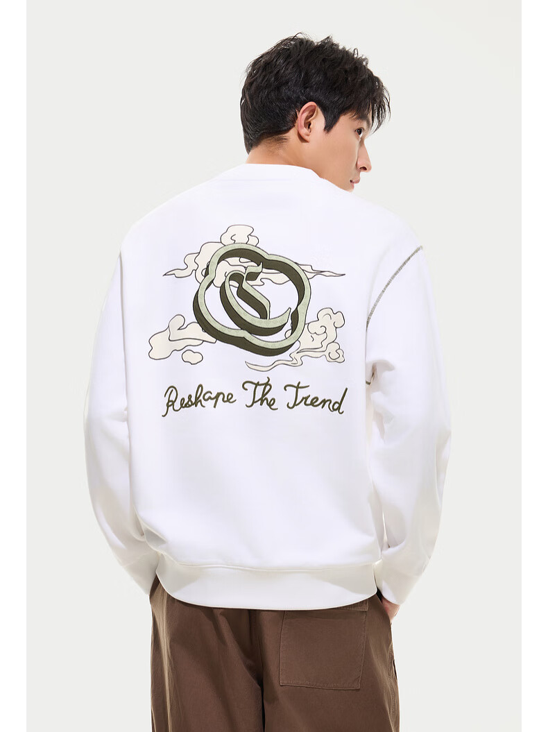 CABBEEN [365g Fish Scale Fabric] Men's Sweatshirt with Auspicious Clouds And CABBEEN C Creative Window Design, Autumn Long-Sleeve Sweatshirt 2