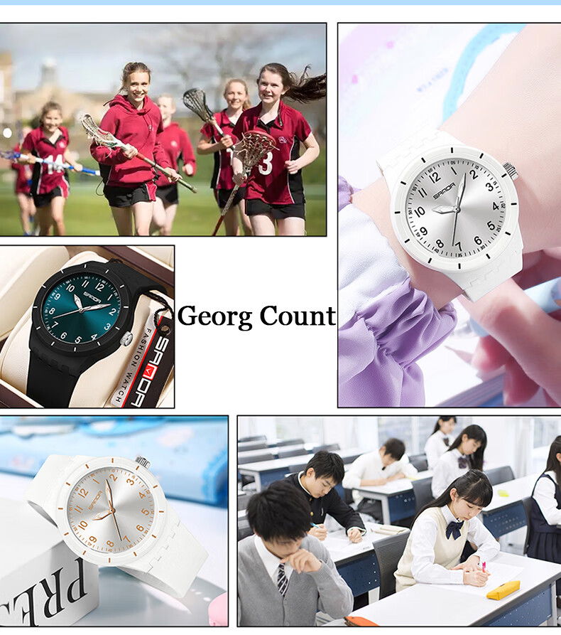 GEORGCOUNT Student Exam Watch for Boys and Girls Waterproof Mechanical Silent Quartz for Middle and High School Students 16