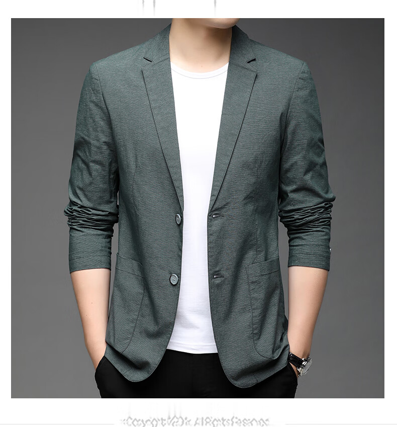 ROMON Men's Casual Blazer Regular Fit Spring Autumn Youth Korean Style Solid Color Suit Jacket 11