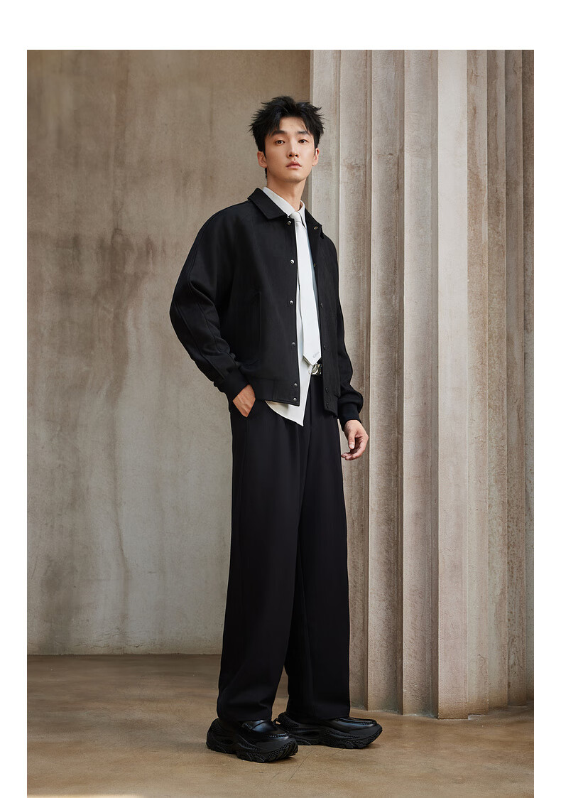 CABBEEN 350G Suede Velvet Men's Jacket Soft Comfortable Faux Suede Velvet Autumn Long Sleeve Coat 11