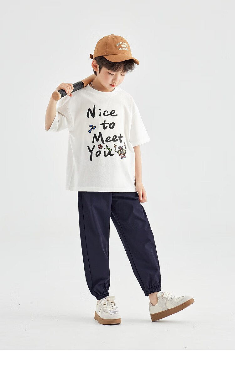 Duoduo Home [Skin-friendly Cooling, Breathable] Boys' T-Shirt 2026 Summer Children's Comfortable Cotton Loose Fit Crew Neck Short Sleeve 22