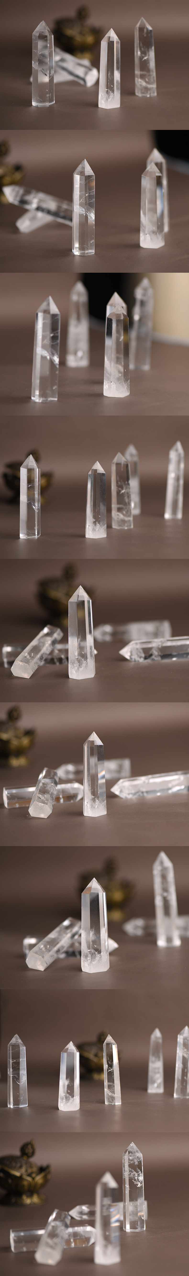 天然白水晶摆件原石大自然晶体矿石六棱柱形单尖能量水晶柱风水 4