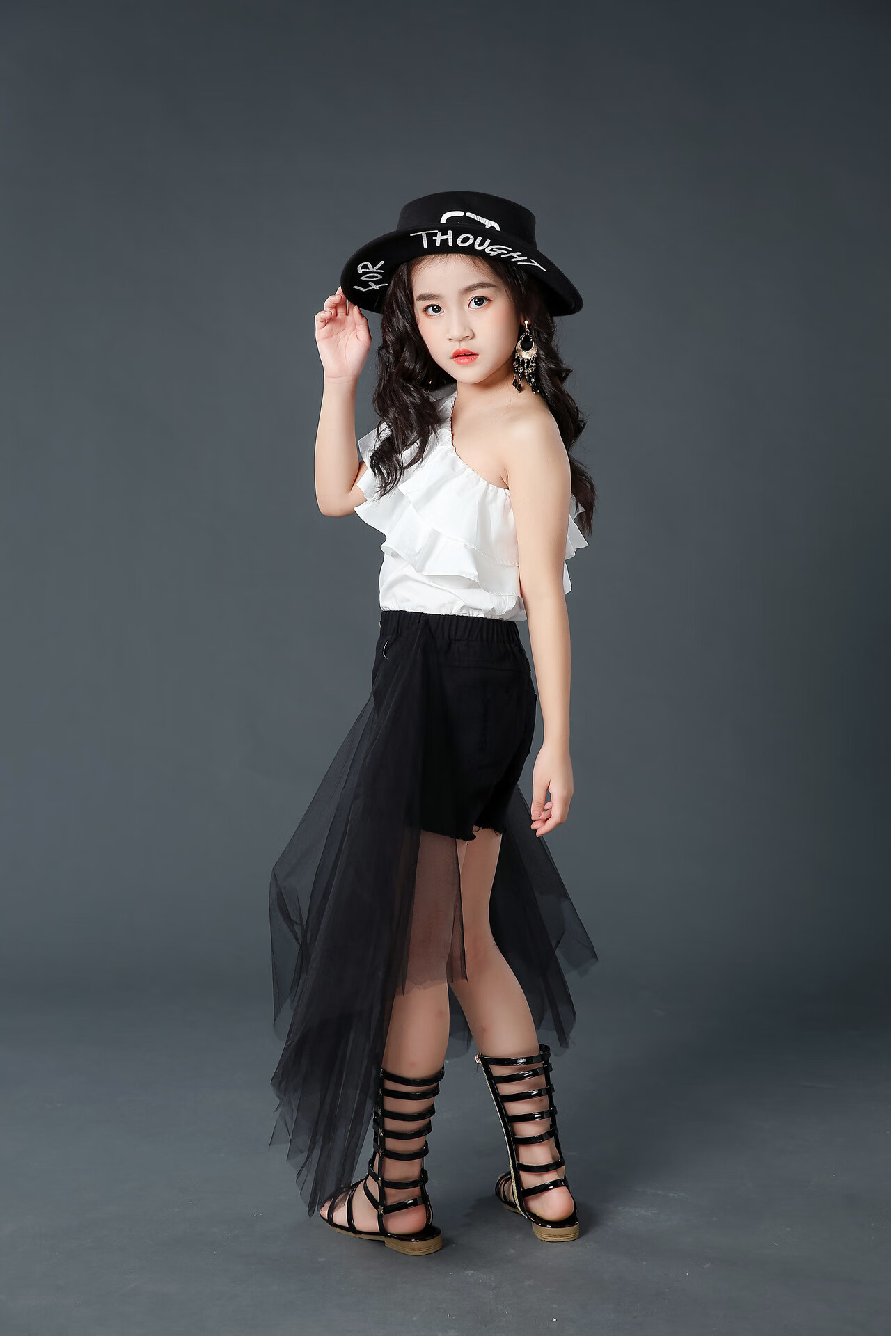 时尚套装走秀潮服儿童模特t台表演酷帅车模时装影楼拍照服装(定制款)t