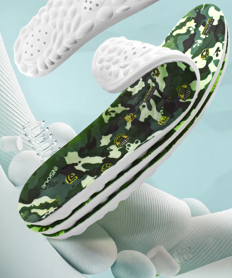 Huabaochi 2 Pairs Military Training Insoles Men Soft Elastic Long-Standing Comfortable 4D Cushioning Soft University Student Sports Shock Absorption Women 2