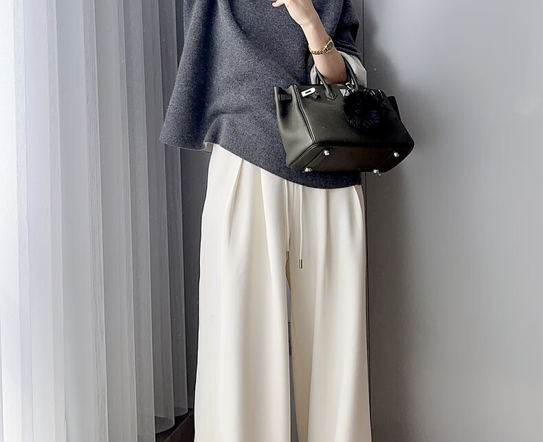 MEIYANG Misty Rose Casual Pants, UPF50+ Toray Sun Protection Wide-Leg Pants, Gray (Regular Version), XL 18