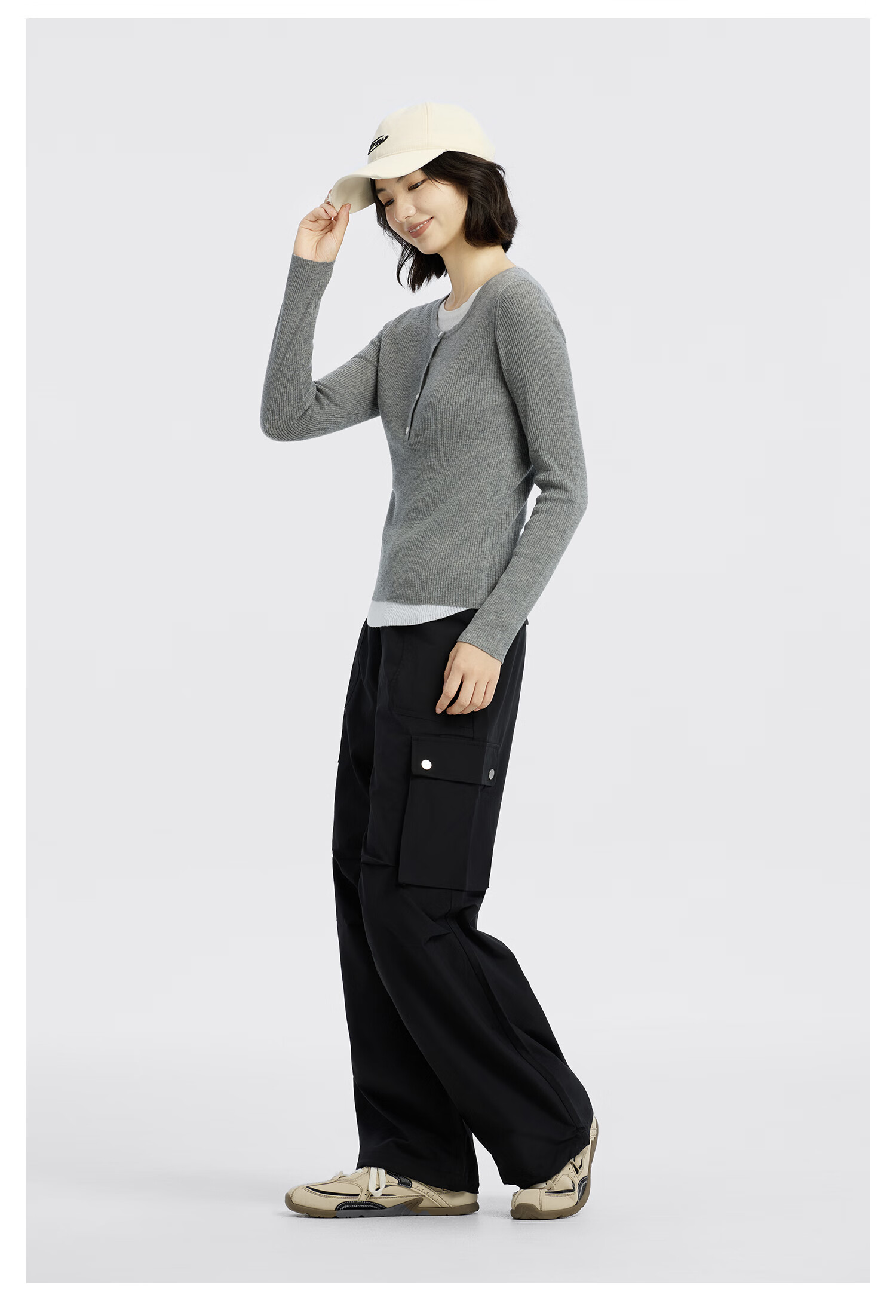 Meters Bonwe Women's Sweater, 2025 Autumn New Style, Faux Two-Piece Long-Sleeve Knit Top, Color Block Splicing Desig 3