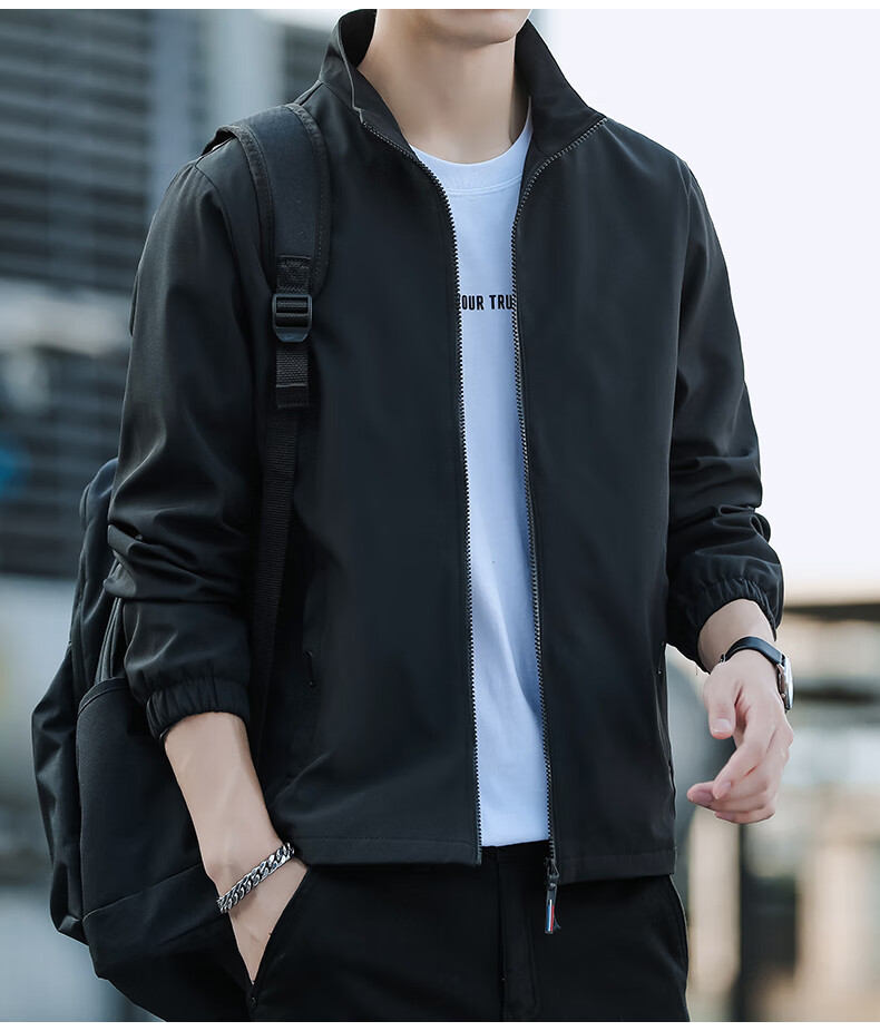 TUCANO [Windproof And Structured] Jacket for Men, Summer Business Loose Casual Sports Daily Trendy Solid Color Jacket, Black, Size M 18