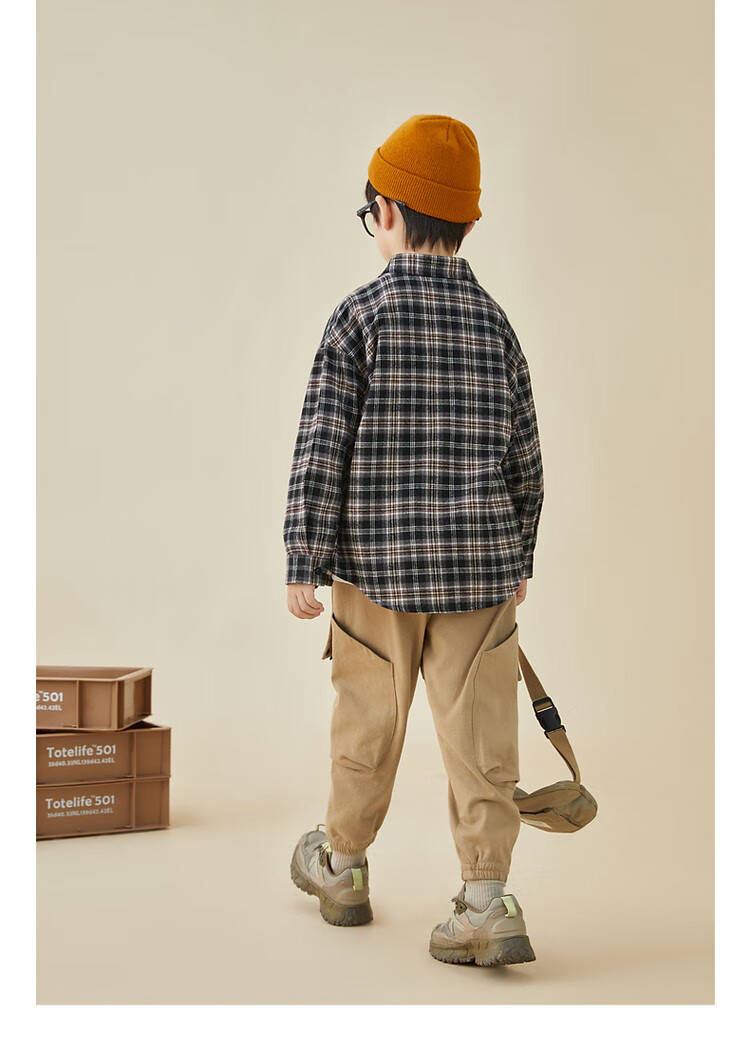 Duoduojia [Color-Block Small Check Pattern Brushed Shirt] Boys Versatile Shirt Spring And Autumn 2026 Children's Casual Long-Sleeve Jacket 15