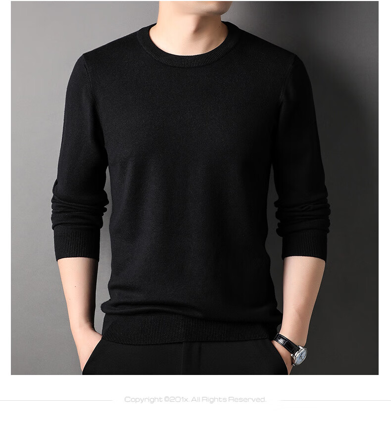 ROMON Men's Knit Sweater Spring and Autumn Classic Loose Fit Crew Neck Casual Pullover for Middle-aged and Young Fathers 9