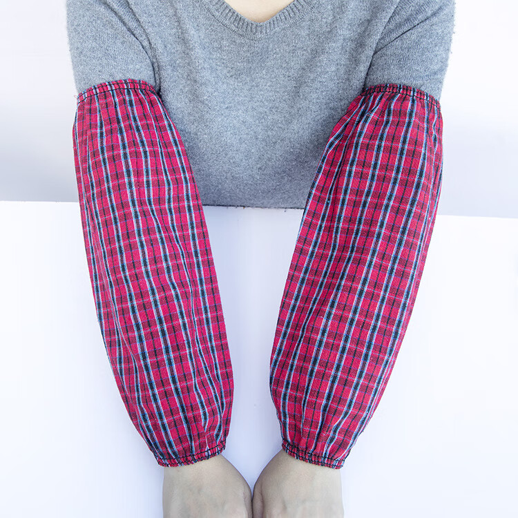 棉袖套男女加长款全棉护袖春秋工厂工作防油污劳保手臂套袖 二针-中款