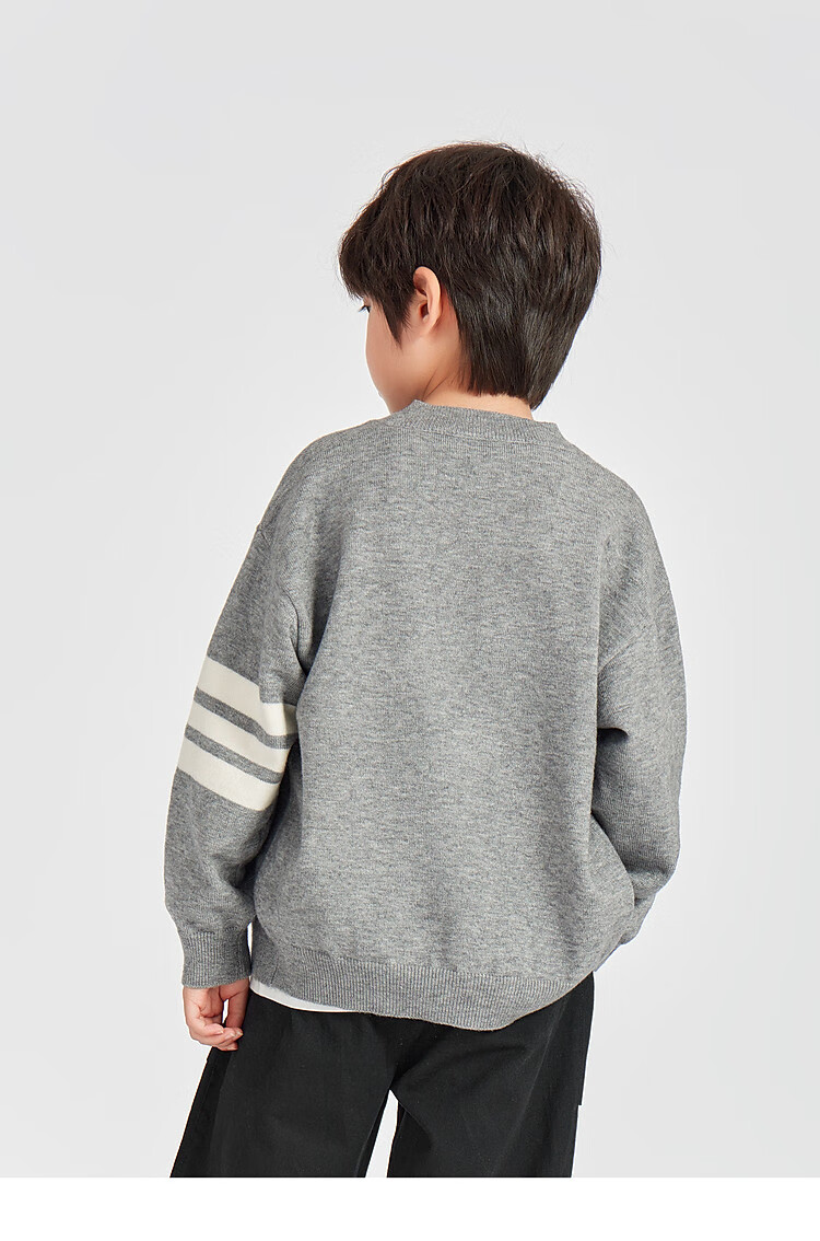 Duoduo Home Boys' Cardigan Sweater New Year Knit Jacket Spring Crew Neck School Style Versatile Top for Older Kids 16