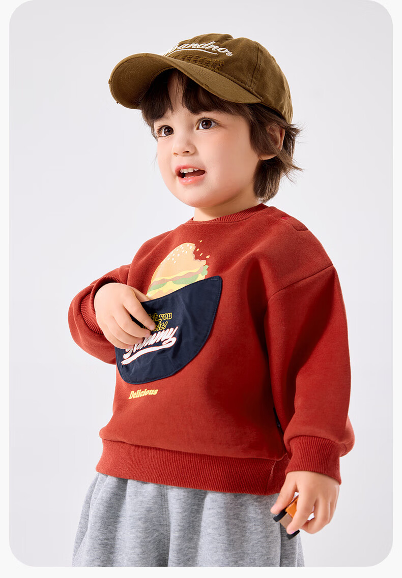 Dudujia Children's Cartoon Sweatshirt, Autumn Baby American Retro Top, Boys And Girls Fashionable Printed Hoodie, Red, Size 100 10