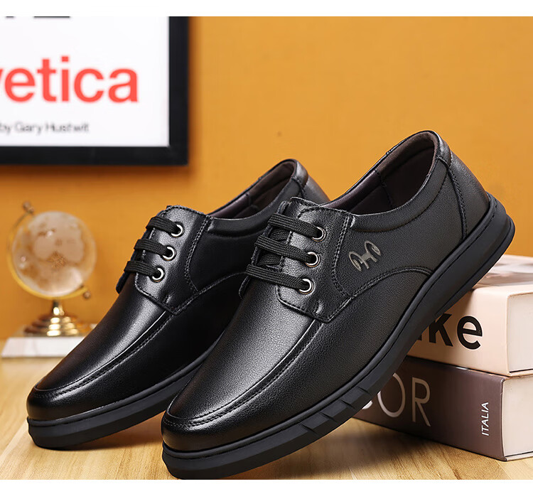 Hengyuanxiang Men's Slip-On Business Casual Lace-Up Breathable Driving Loafers J1627 Black Size 40 12