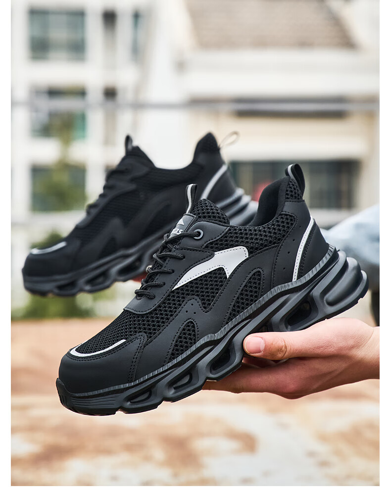 SONTAS Men's Safety Shoes Anti-Smash Anti-Puncture Summer Breathable Steel Plate Steel Toe Ultra-Light Work Construction Insulated Lightweight Black All-Season [Anti-Smash Anti-Puncture] Size 39 18