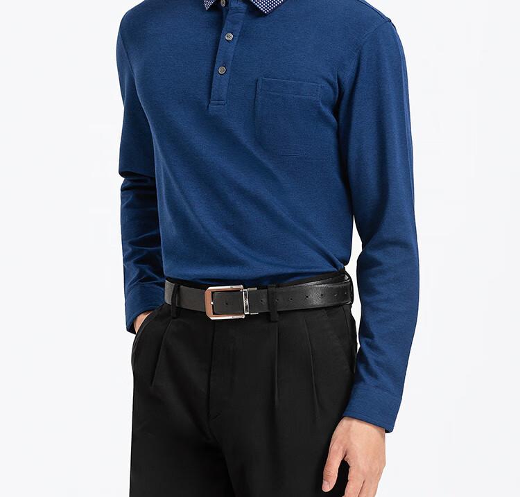 Langdeng Men's Long Sleeve Polo Shirt Langdeng Spring Autumn New Business Casual Modal Blend Polo Shirt Middle-aged Dad Style 10