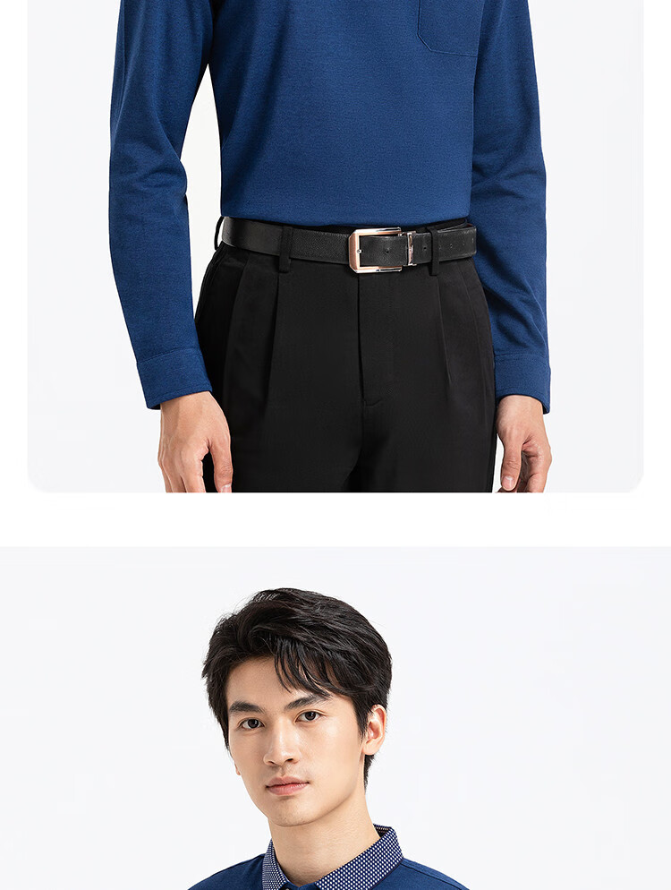 Langdeng Men's Long Sleeve Polo Shirt Langdeng Spring Autumn New Business Casual Modal Blend Polo Shirt Middle-aged Dad Style 9