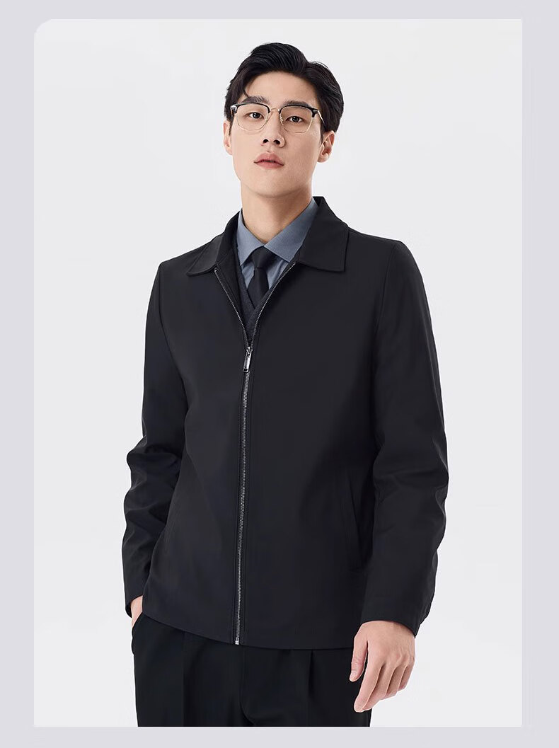 Woodpecker [Wear-Resistant and Water-Repellent] Men's Summer Jacket, Middle-Aged Dad Style, Casual Lapel Jacket, Black XL 15