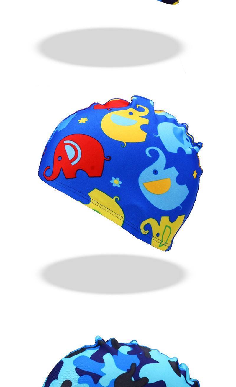 新款卡通儿童泳帽舒适面料可爱游泳帽男童女童布泳帽速干透气 小海豚