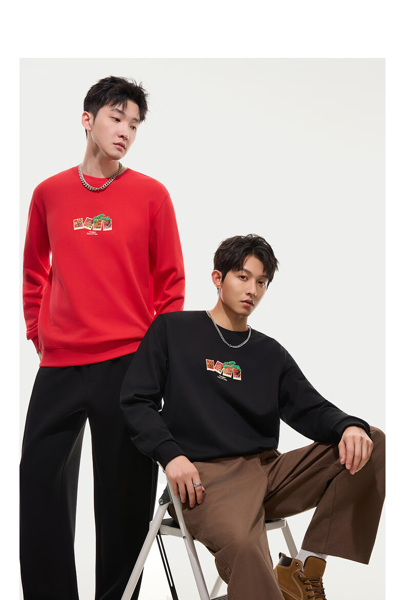 CABBEEN [340G Pure Cotton Sweatshirt] Men's Metal Thread Embroidery Sweatshirt, Comfortable Soft Warm Autumn Long-Sleeve Sweatshirt 4